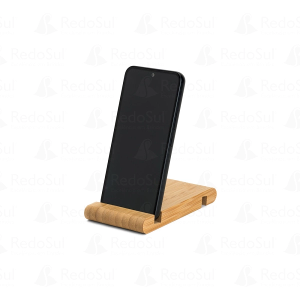 Suporte para celular personalizado com duas canaletas em bambu